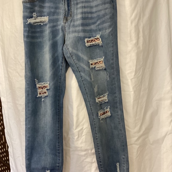 High Quality Denim - Leopard Print Patchwork Jeans (NWT)